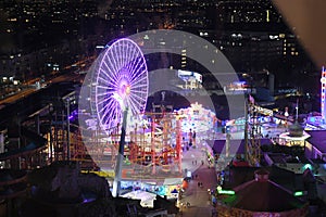 The big amusement park `Prater` in Vienna at night, Austria, Europe